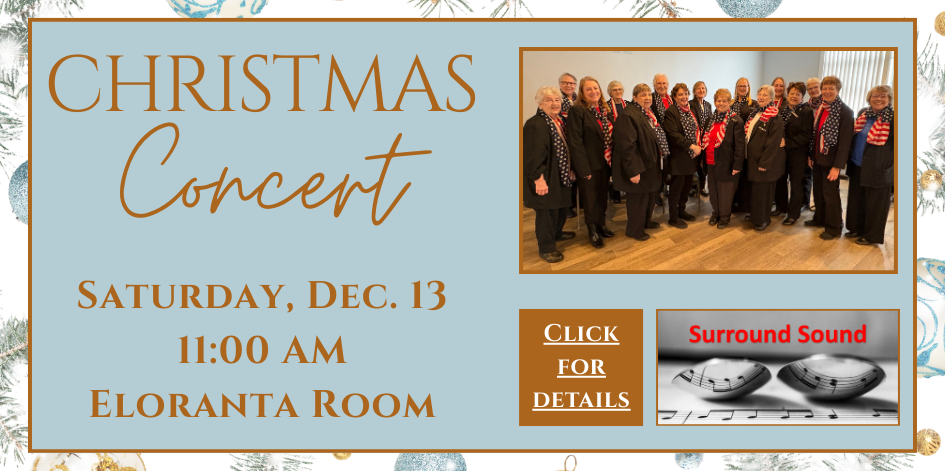 Christmas Concert. Saturday December 13 at 11 AM. Click for details.